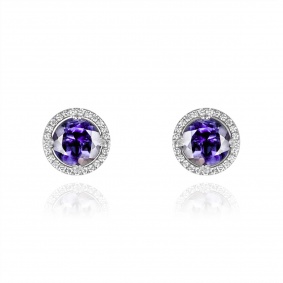 White Gold Iolite & Diamond Earrings 3.11ct